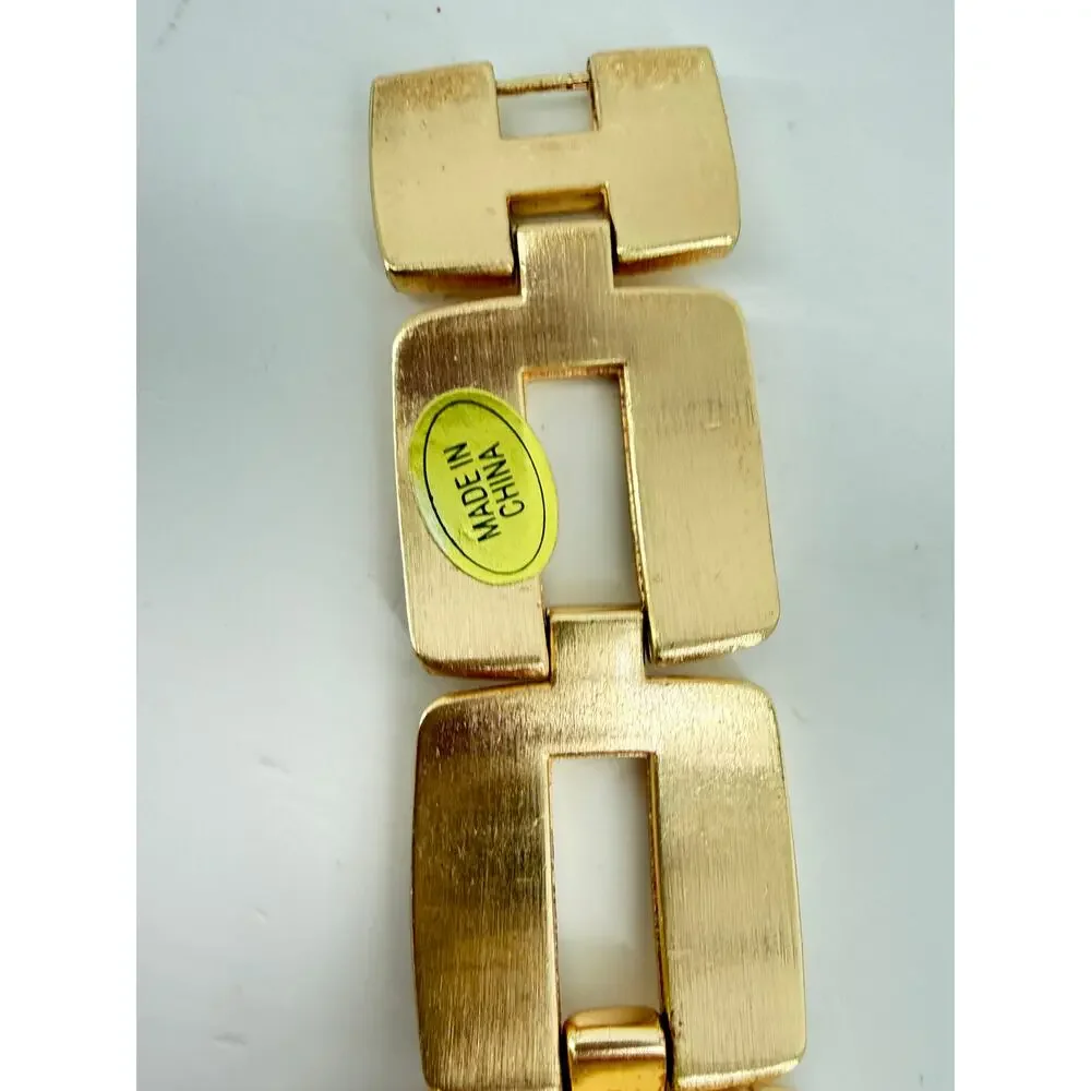 New Vivani Gold Tone Bracelet Watch Chunky Link Statement Jewelry Deadstock